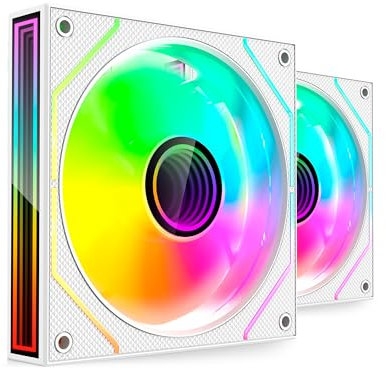 Mars Gaming MF-3DPROX2, Kit 2x Ventole PWM 120mm, Illuminazione ARGB Triplo Infinity Mirror 360°, Sistema di Controllo PWM, Cuscinetti FDB, Ventole PC con Compatibilità Totale ARGB, Bianco