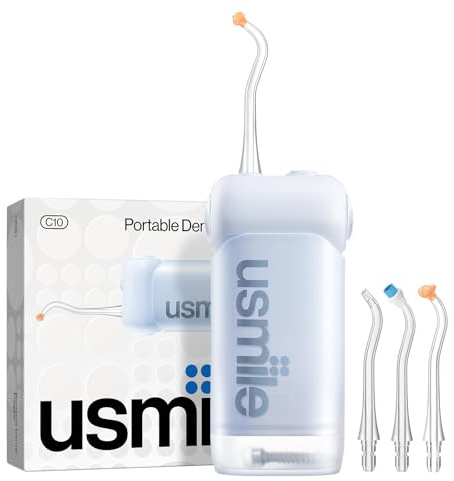 usmile C10 Idropulsore Dentale Portatile - 95 Giorni Durata Della Batteria, 4 Modalità Pulizia, Serbatoio da 180 ml, Impermeabile IPX7, Ideale per Viaggi, Parentesi Graffe, Impianti e Gengive
