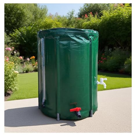 HOFUNTRE Barile for Pioggia Pieghevole， Barile for Raccolta Acqua Piovana，Protezione Solare E Anti-invecchiamento, Tessuto Resistente all'Usura, Grande capacità di Accumulo di Acqua(Green,250L)