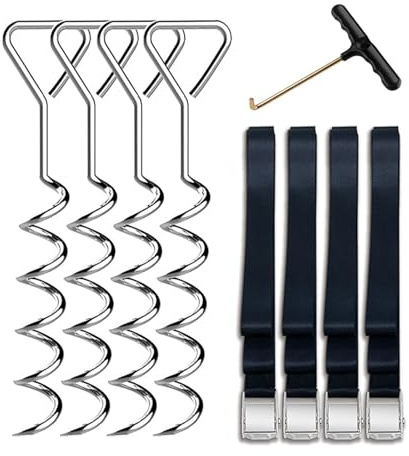 4Pcs Portatile Cavatappi Forma Trampolino Paletti Tenda Palo Ancoraggi Spirali A Terra Accessori Tenda Facile Da Usare Spirali Pali A Terra