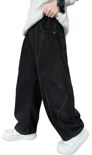 Happy Cherry - Baggy Jeans Garçons Pantalons Large en Denim Garçon Y2K Streetwear Pantalon Enfants Adolescent Hip Hop Streetwear Décontracté pour Été Printemps Automne Hiver - 110-164