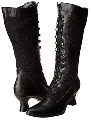 Generisch Stivali western alti al ginocchio, da donna, per l'autunno, l'inverno, in pelle di agnello, da motociclista, da cowboy, con tacco elegante, da equitazione, O nero., 40 EU