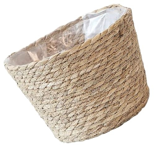 VALICLUD Panier à Plantes en Herbe Marine Tressée Serrée, Panier en Osier Robuste et Élégant, pour Pot de Fleurs Intérieur et Extérieur, Style Créatif Minimaliste