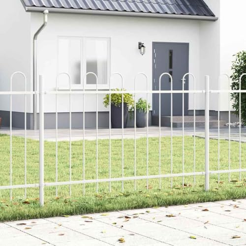 Mokuyary Valla de jardín blanca 1,7 x 1 m de acero con recubrimiento de polvo, valla de malla de alambre para jardín con malla cuadrada, ideal para parcelas, jardín y recintos de animales