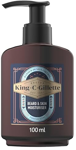 King C Gillette Crema Idratante Barba e Viso con Vitamina B3 e Olio di Argan, Ammorbidisce la Pelle e la Barba Incolta Crema Idratante per Uomo, 100ml