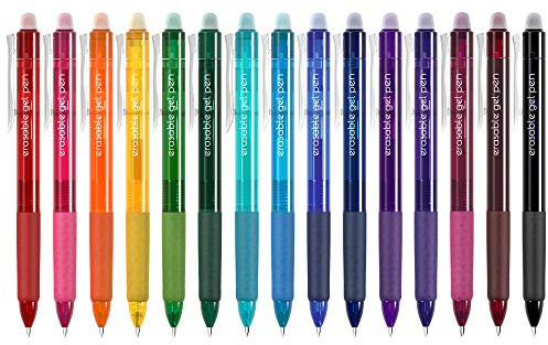Vanstek 15 Colors Retractable Erasable Gel Pens Clicker, Fine Point(0.7), Make Mistakes Disappear, Premium Comfort Grip for Drawing Writing Planner and School Supplies