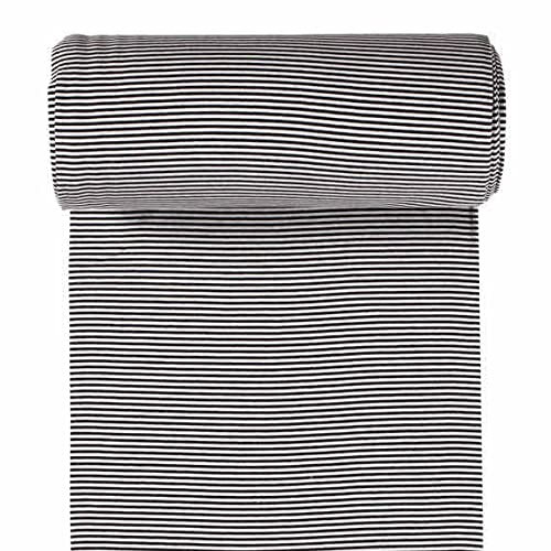 Bündchenware, als Meterware, Ringel 50cm - auch für Hipster Beanies geeignet, Weiß-Schwarz