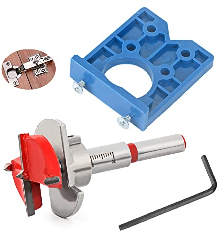 Cymax 35mm Hinge Jig Drill Bits Sets Door Hinge Hole Saw Cutter Concealed Hinge Jig with Forstner Bits Positioner for Cabinet Hinge and Mounting Plate