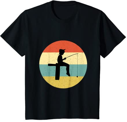Niños Pesca infantil vintage retro idea regalo pescador personalizado Camiseta