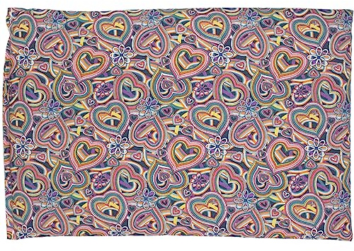 Almohada térmica de semillas 30x20cm (algodón orgánico Psychedelic Hearts) | Saco térmico | Cojín de calor y frio | Cojín con semillas de lino