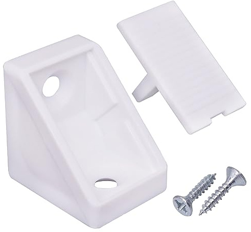 SKIR'CO Lot de 20 supports d'étagère blancs 25 x 25 mm en plastique à angle droit, équerres de meubles à 90 degrés, vis incluses
