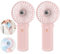 Lepwings Portable Fan Handheld 2 Pack - Mini Rechargeable Neck Hanging Fans with 16-Hour Cooling, 4-Speeds Foldable Pocket Fan for Summer Outdoor Travel Home Office - Pink