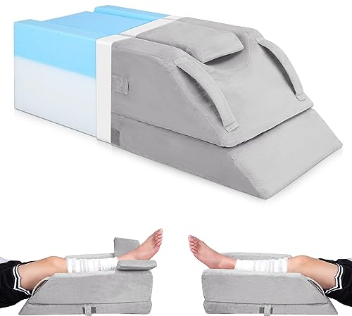 Venenkissen aus Memory-Schaumstoff für Beinhochlagerung, Ergonomisches Beinkissen zum Beine hochlagern, Füße hochlegen, Lagerungskissen für Knie und Beine, Lymphkissen und Keilkissen für Erholung ﻿