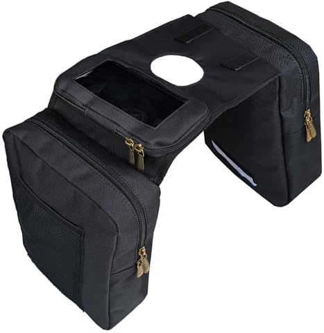 Vanlison ATV Tanktasche Satteltasche Wasserdicht Motorradtasche Kompatibel mit Schneemobil Sportsman Scrambler FourTrax Grizzly UTV Hängende Aufbewahrungstasche Schwarz