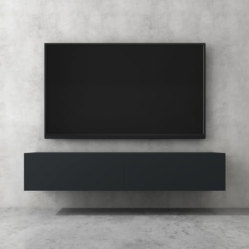 doporro Mobile Porta TV Sospeso 100 cm con Anta Antracite Opaco, Credenza Bassa da Soggiorno Salotto, Madia Consolle per TV Fernsehschrank02