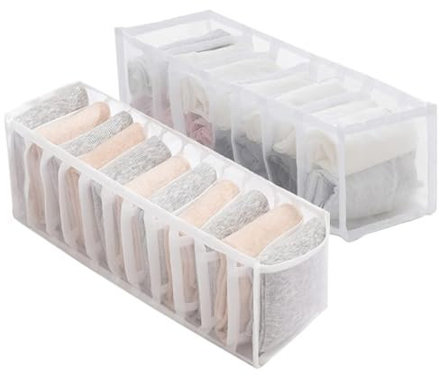 JOOTUEPO 2 Pezzi Divisori per Cassetti, Organizer Pieghevoli per Cassetti, Organizer per Biancheria Intima, Contenitori Pieghevoli per Calzini, Biancheria Intima, Mutandine, Cravatte