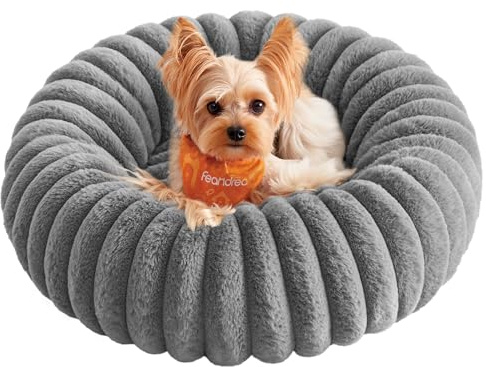 Feandrea Dog Bed, Small Cat Bed with Soft Padding, 50 cm, Washable, Non-Slip, Dove Grey PGW301GD01