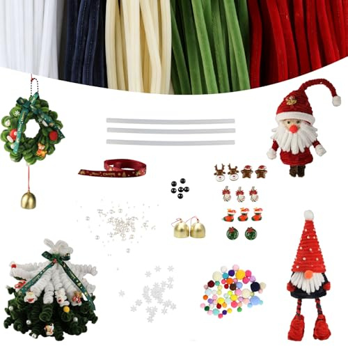Hanari - Set di 400 scovolini per fai da te e decorazioni natalizie, figure decorative per bambini, per lavori manuali creativi, decorazioni per festività e quotidiane