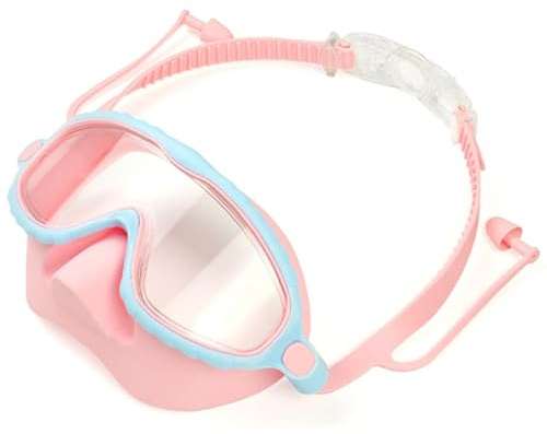 Licsaliwe Gafas de natación para niños HD antivaho, máscara de natación ajustable sin fugas con cubierta para la nariz, vista amplia para niños jóvenes de 4 a 16 años (A)