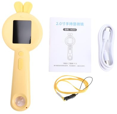 Microscopio digitale compatto per bambini, microscopio portatile per bambini STEM Microscopio per bambini per attività di apprendimento di esplorazione scientifica per bambini (Gialla)