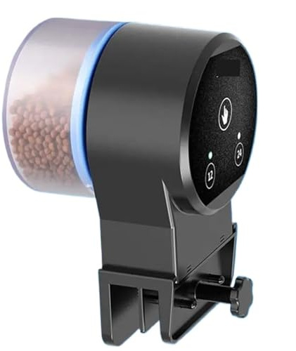 Alimentador de Peces de Estanque, Alimentador Inteligente for Acuario con Modo de sincronización Dual Ajustable, Compatible con Tiras de Polvo de Pellet, Adecuado for acuarios con peceras(01J)