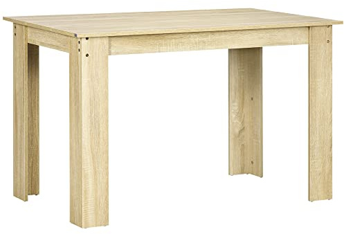 HOMCOM Dining Table for 4 to 6 Modern Kitchen Table 120W x 69D x 75H cm Oak | Wood Effect Tabletop, Dining Room, Kitchen, Living Room