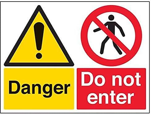V Safety Danger. Do Not Enter Warning Sign - 400mm x 300mm - 2mm Rigid Plastic