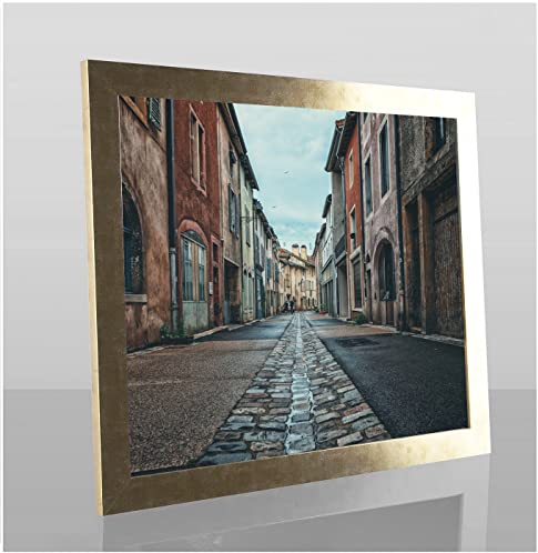 Orion Deluxe Bilderrahmen Posterrahmen 61x91,5 cm Farbe und Verglasung wählbar Gold Antik 91,5x61 cm mit weisser Rückwand und klarem Kunstglas 1 mm