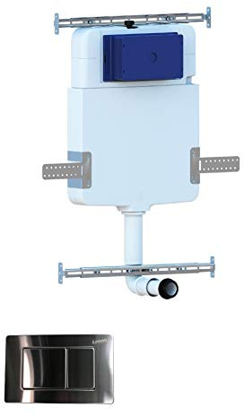 Laneri cassetta da Incasso per Wc completa Di Placca In Acciaio Inox Satinato doppio Pulsante 3-6 Litri