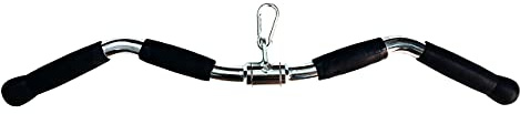 yuhqc Lat Cable Machine Attachment Curl Pulldown Barbell Revolving Bar, Multi-Exerciser Cable Attachment, Solid Steel Tricep Press Down Bar with Rubber Handgrips & Revolving Hanger(29 Inch)