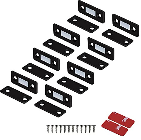 Mousike Magnete per Porta Magnetica Ultra Sottile per Armadietto Magnete per Cassetto in Acciaio Inox per Chiusura Porta Scorrevole Armadio da Cucina Armadio Armadio Closer (8 Pezzi, Nero)
