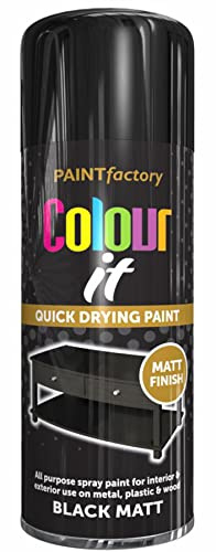 Q&H Multipurpose Black Matt Spray Paint - Matt Finish Ideal for Interior & Exterior Use - Quick Drying Paints for Metal, Plastic, & Wood - Easy to Apply Stay Too Long Smooth Finishing Black 400ml (1)