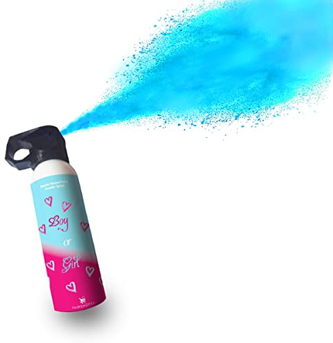 FAIRSHOP24 Baby-Shower 200ml I Pulver-Feuerlöscher Gender Reveal Kanone Baby Pulver Spray, Enthüllt das Geschlecht mit Farbe, Pulverkanone für die Babyparty, in Blau und Pink (Blau)