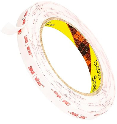 3M Double Sided Mounting Tape 12.5mm x 4.7m White 4950 1.1mm Thick Heavy Duty Adhesive Waterproof Foam Tape for Car Home Office Deco