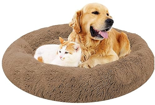 XIEMINLE Rund Hundekissen Hundesofa, Orthopädisches Hundebett Welpen Kissen, Katzenbett Donut Kuscheliges, Katzenschlafplatz für Katzen und Hunde, Waschbar Hundebett Größe und Farbe wählbar(Ø100cm)