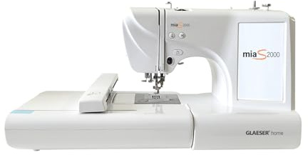 GLAESER Machine à broder S2000, blanc, métal, 96 motifs de bâtons prédéfinis, écran tactile LCD de 7, 650 points/minute