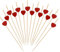 ENLACE Pinchos para cócteles, 100 unidades, para bodas, decoración de corazón, color rojo, palillos de madera, 12 cm, para cócteles, día de San Valentín, decoración de frutas, hamburguesas para