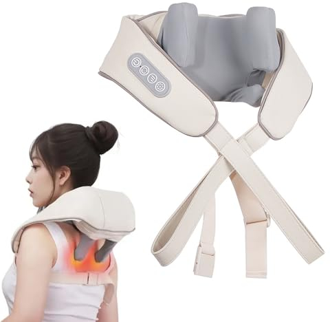 Massagegerät Schulter Nackenmassagegerät, 6D Kabelloses Elektrisches Massagegerät mit Wärme, Tiefengewebe-Knetmassage mit 2 Massagemodi zur Muskelentspannung und Linderung