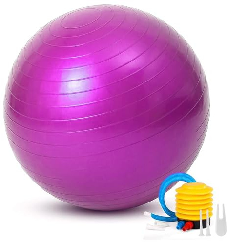 REY Bola para Ejercicios, Sentarse.. de 55 Cm para Gimnasia, Pilates, Yoga, Embarazos - Embarazadas, Fitness, Deporte... Rosa, Incluye inflador