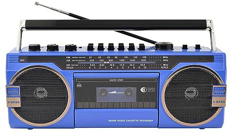 Portable Boombox CD Tape Player,Cassette Player Radio,Classic 80s Style Retro Bluetooth Cassette Recorder Radio Speaker - Perfect For Family Gathering And Travel