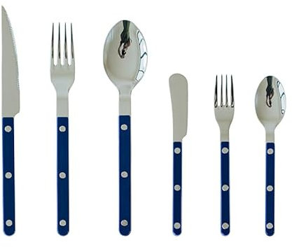 Silverbestick Bestickset, akrylhandtag, middagskniv, gaffel- och skedset Steak Hotel Restaurant (blå 72 bitar för 12)