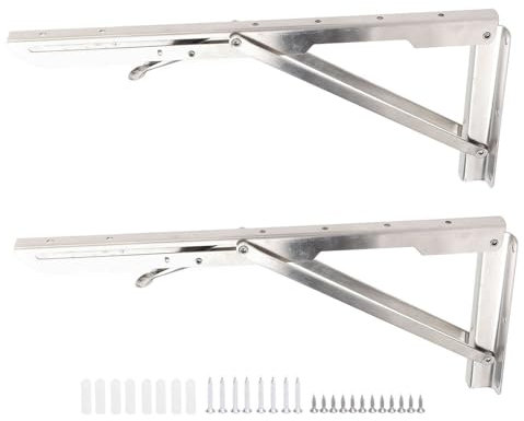 CHEOTIME Klapp regal halterungen, Edelstahl-Tisch-Wand regal 15,6 Zoll schwere Wand-Regal-Scharnier halterung für Bank-Tisch