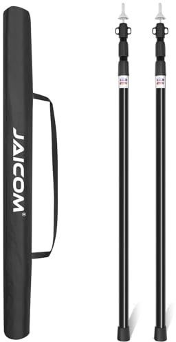 JAICOM Tent Poles Telescopic Tarp Poles Set of 2, Aluminium Extendable Adjustable Awning Poles, 95-230 cm, Suitable for Camping, Tent, Tarp, Canopy, Beach