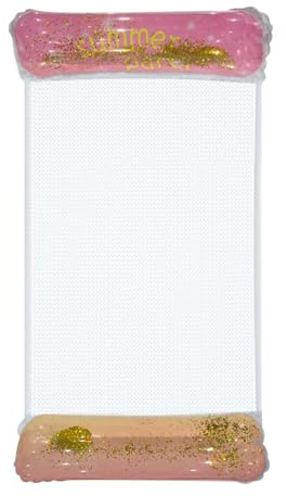 JIEBWCHA Tumbona flotante portátil 127 x 70 cm Hamaca flotante, colchoneta hinchable transpirable plegable sillón flotante con purpurina para piscina días en la playa ocio en el lago