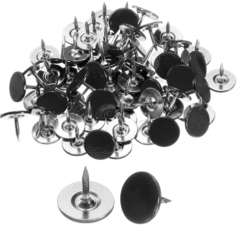 QUARKZMAN 60 Piezas de Clavos de Tapicería, Clavos Decorativos de Cabeza Plana de 11mmx10mm para Muebles Sofá Cabeceros, Negro