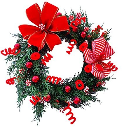 LOVIVER Corona navideña para Puerta, de de 17.7 '', Guirnalda estacional para Colgar en la Pared, decoración navideña para Vacaciones en