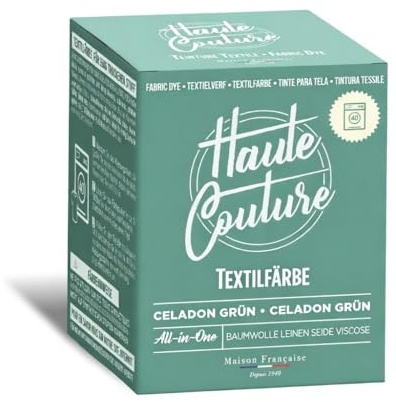 Haute Couture - Teinture Textile Vert Celadon - 350g Tout-en-un - Prêt à l'emploi pour Vêtements et Tissus