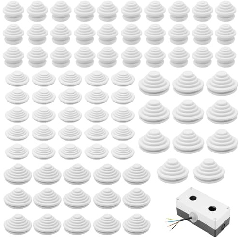 80 st. kabelgenomföring gummipluggar för kabel, vattentätt torn gummiplugg set 10/20/25/30 mm gummi torn, kabelgenomföring vattentät för att skydda elektriska apparater kabel kabel (vit)