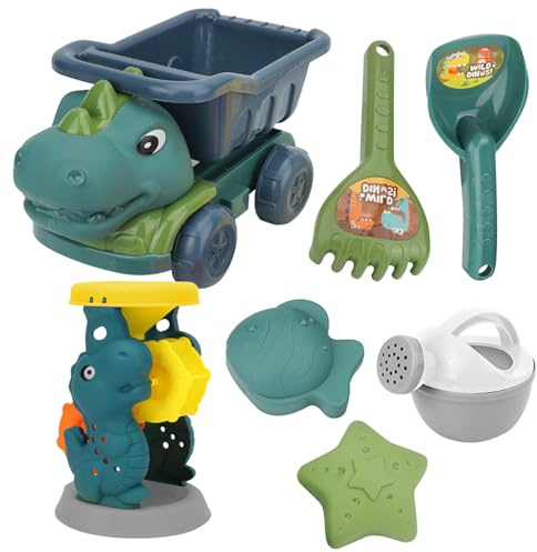 NOLITOY Set di Giocattoli da Spiaggia per Ragazzo Ragazza Camion Dinosauro in Plastica Leggera, Facile da Impugnare, per Giocare nella Sabbia al Mare