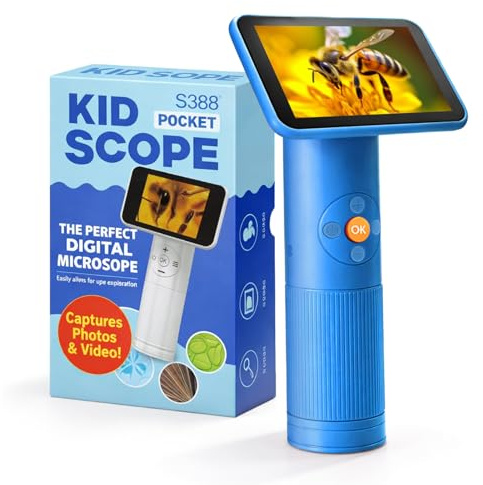 Microscope for Kids, Handheld Digital Microscope with 2.8 Screen, Easy Focus, Photo & Video, Up to 1600x, STEM Science Gift for Outdoor Exploration & Homeschool, Ages 5+